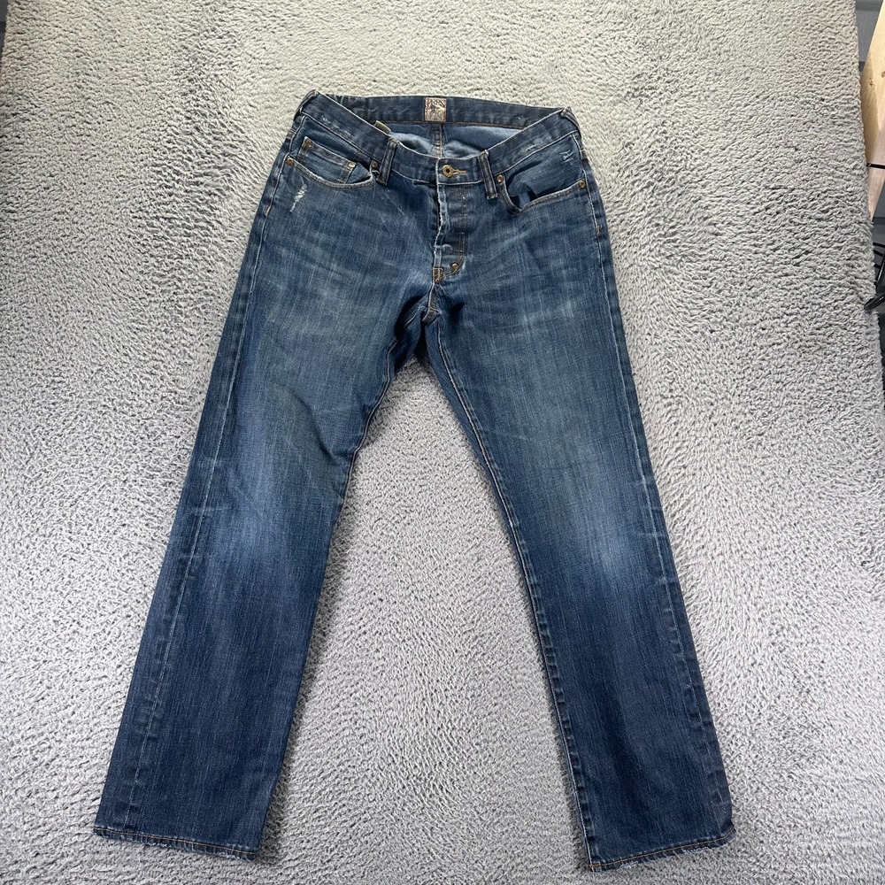 Prps Jeans Mens 32x30 Blue Cotton Denim Straight Faded Workwear Travel Stretch